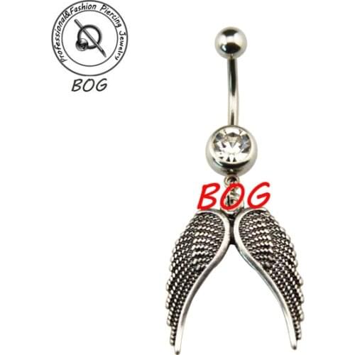 BOG-Lot 10 Pieces Angel Wing Style Belly Button Ring Navel Piercing Body Jewelry