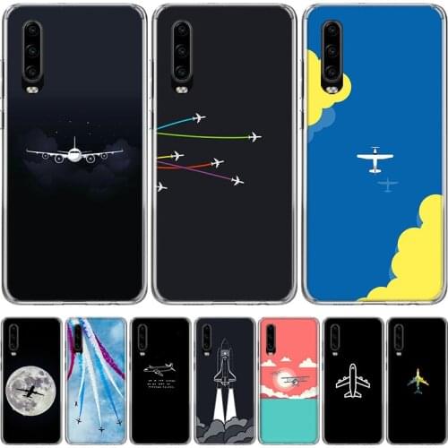 Aircraft Airplane fly patterned Phone Case for Huawei P30 P40 P20 P10 Mate 20 10 30 Lite Pro P Smart Z Plus + Art Luxury Cover C