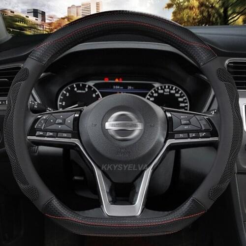 D Shape Steering Wheel Cover PU Leather for Nissan Rogue /Rogue Sport 2016 2017 2018 2019 2020 X-Trail 2017-2020 Car Styling