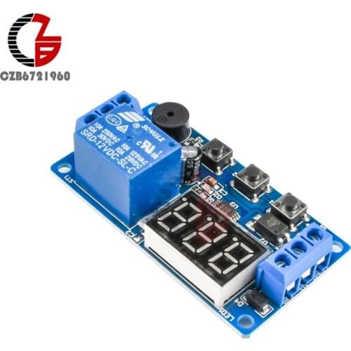 Digital LED Display Time Delay Relay Module Board DC 12V Control Timer Switch Trigger Cycle Module Car Buzzer PLC Automation