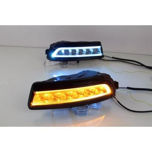 Osmrk led drl daytime running light for Volkswagen Lavida 2016-2017 with moving yellow turn signals and blue night light