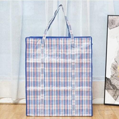 Moving Large Capacity Folding Storage Bag Travel Luggage Quilt Clothes Packing Portable Striped Thick Woven Pouch