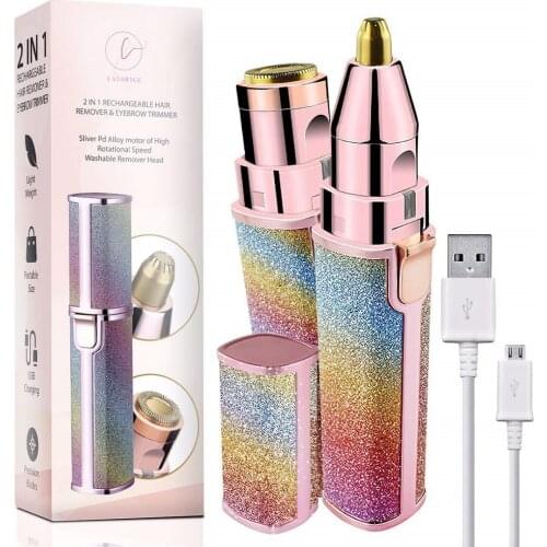 2 In 1 Electric Eyebrow Trimmer Makeup Painless Eye Brow Epilator Mini Shaver Razors Women Portable Facial Body Hair Remover