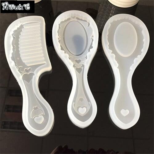 DIY Mirror/Comb Shape Epoxy Mold Manual Transparent Silicone Mould Accessories Tools Embossed Cake Decoration Biscuits Molds