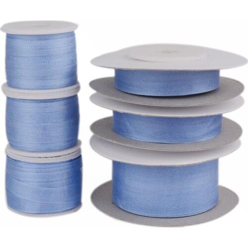 240 French Blue 100% Real Pure Silk Ribbon for Embroidery Handcraft Double Face Taffeta Silk Tape 2/4/7/10/13/25/32mm,10/30/100m