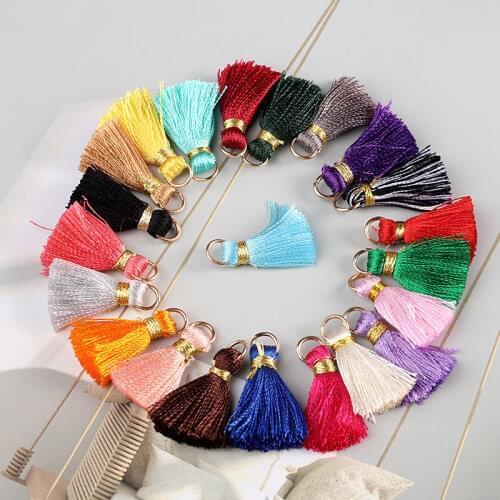 ISequins 10pcs/lot 2cm Mini Silky Tassels Colorful Small Tassels for jewelry diy boho bracelet necklace making Supplies