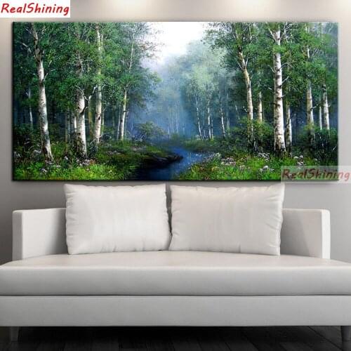 Large size picture Beautiful forest river diamond Embroidery diy diamond painting mosaic painting 3d cross stitch H2389