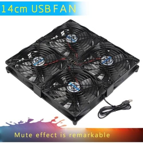 Multi-fan combination 140mm fan with grill, silicone pad, 5V USB silent cooling fan for Mini PC/PS4 / PS3 / Xbox/ router