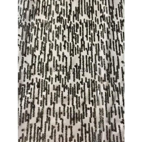 Good looking black JRB-71219 with black glued glitter beads French net Lace Latest Tulle Lace Fabric for party dress