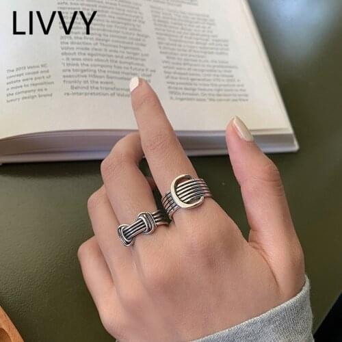 LIVVY Silver Color Irregular Cross Fashion Rings Creativity Bowknot Design Vintage Punk Thai Silver Jewelry Gifts