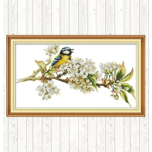 Bird and Flowers DIY Needlework Crafts Patterns Kits Wall Home Decor Cross Stitch Kits Cotton Thread Embroidery Needlework Sets