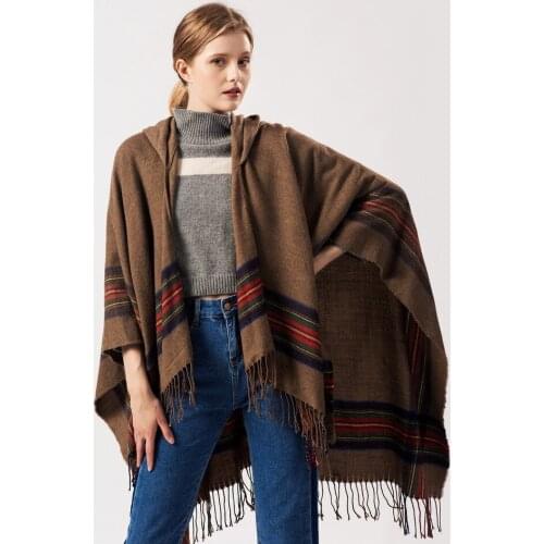 2021 New Fashion Winter Warm Plaid Ponchos and Capes for Women Oversized Shawls Wraps Cashmere Pashmina Female Bufanda Mujer