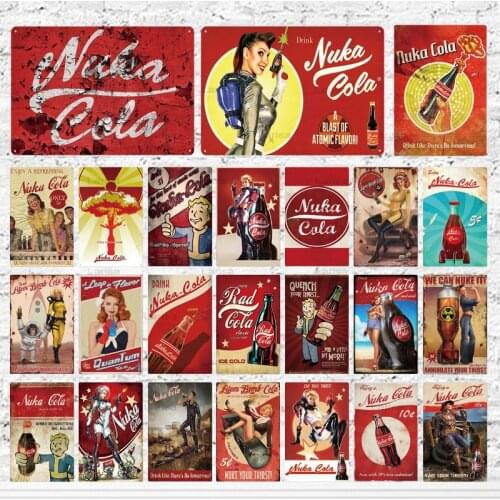 Nuka Cola Vintage Metal Sign Tin Sign Plaque Metal Vintage Pub Retro Wall Decor for Bar Pub Club Man Cave Metal Painting