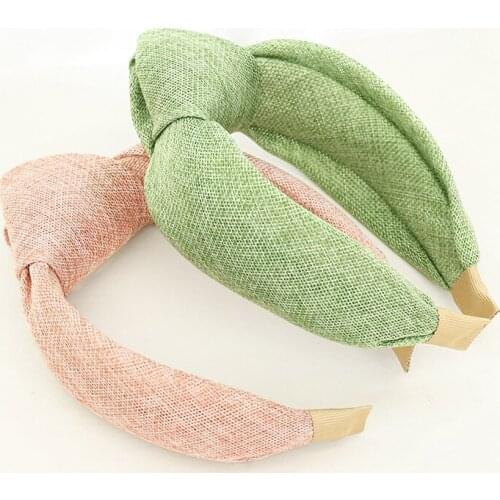 Faux Straw Cross Knot Hair band Bezel For Women Girls Solid Color Headband Hair Accessories Fashion Hair Band Hoops Headwear