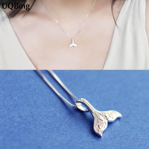Wholesale 925 Sterling Silver Necklaces Cute Mermaid Pendants&Necklaces Jewelry Collar Colar de Plata