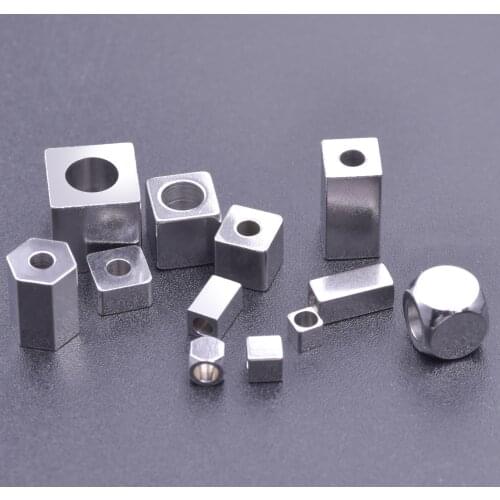 10Pcs/Lot Stainless Steel Geometric Cuboid Cube Charms Cylinder Connector Pendant For Bracelet Necklaces Jewelry Accessories
