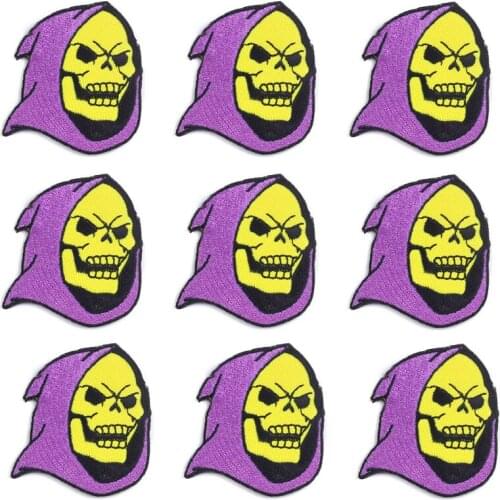 Prajna 10PCS Grim Reaper Stripe Patch On Clothes Embroidery Patches For Clothing Iron On Patch DIY Punk Rock Patches For Clothes
