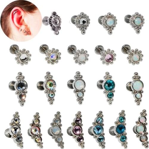1PC Cluster Labret Lip Studs Waterdrop Opal Ear Tragus Helix Cartilage Earring Stud Titanium &Steel Trendy Body Piercing Jewelry