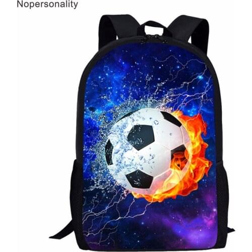 Nopersonality Junior High School Boy Students School Bookbag Football 3D Print Student Boys School Bags School Bookpack 16inch