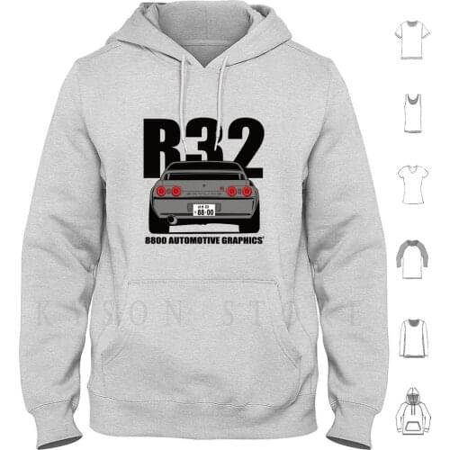 Nissan Skyline R32 Gtr Grey Version Hoodies Long Sleeve Nissan Skyline R32 R33 R34 R32 Gtr R33 Gtr R4 Gtr