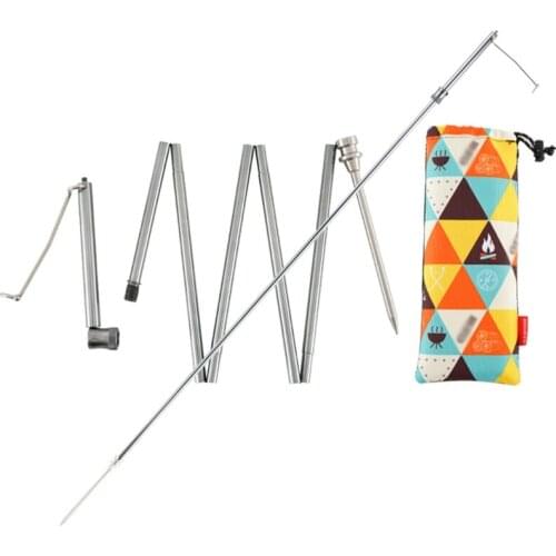 OOTDTYOutdoor Aluminum Alloy Light Stand Folding Lamp Hanging Rack Camera Selfie Stick Bracket for Fishing Camping Traveling