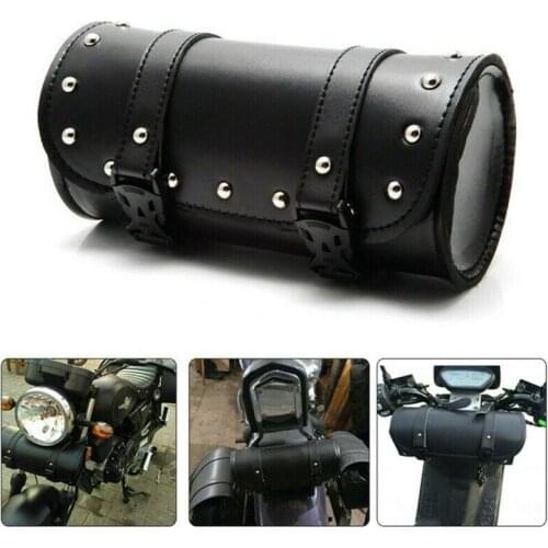 Motorcycle Leather Universal Tool Round Roller Saddle Bag fork for Travel Suitcase