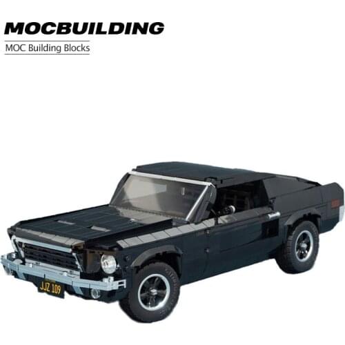 High Tech Building Block Super Sports Car Mustang 1968 "Bullitt" Speed Champion Technology City Car Model DIY Childrens Toy Gif