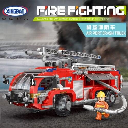 XingBao Official City Fire Fighting Series Air Port Crash Truck MOC Building Blocks 757pcs Bricks Toys For Gift