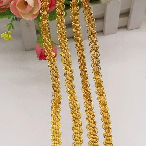 Bright Gold Silver Braided Lace Band Golden Cosplay Ribbons 25 Yards Costumes Appliqued Belt Sewing Apparel Trims 5MM-8MM Wide