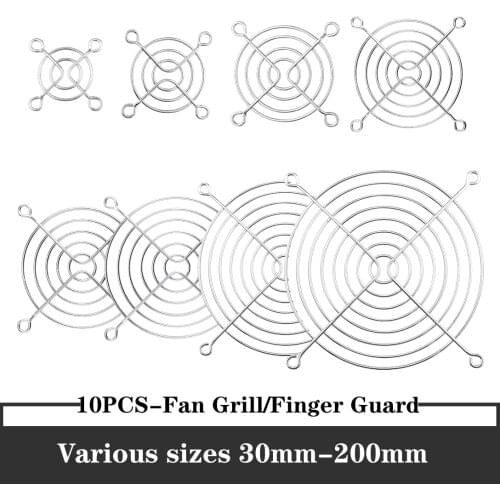 10pcs Metal Mash Grille Net Protection Finger Fan Guard 30mm 40mm 50mm 60mm 70mm 80mm 90mm 120mm 135mm 140mm 150mm 170mm 200mm