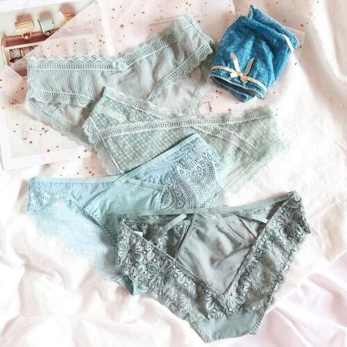 AWAYTR 6pcs Womens Briefs Panties Hollow Low Waist Cotton Sexy Cross-strap Multi-style Lingerie Underwear For Girls Female