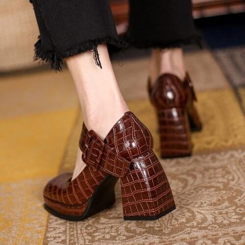 2021 New Platform Sexy Shoes Woman Heels Spring Fashion Women Genuine Leather High Heels Pumps Night Club Party Women Shoes