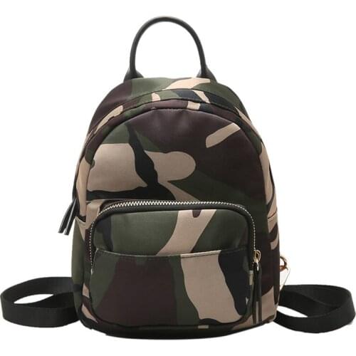 5PCS / LOT Women Nylon Small Backpack Girls Fashion Camouflage School Bag Ladies Multifunction Travel Rucksack