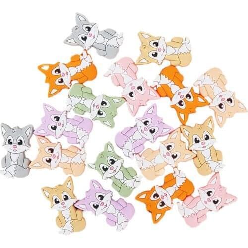 Chenkai 10PCS Food Grade Fox Shape Silicone Beads DIY Baby Infant Pacifier Nursing Teething Necklace Sensory Accessories Toys