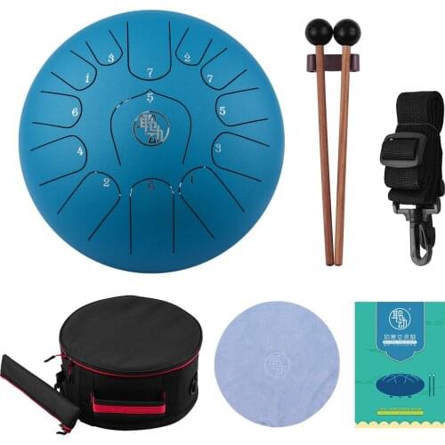 11 Inch Steel Tongue Drum 13-Notes C-Key Percussion Instrument with Mallets Drum Bag Wiping Cloth for Musical Education Concert