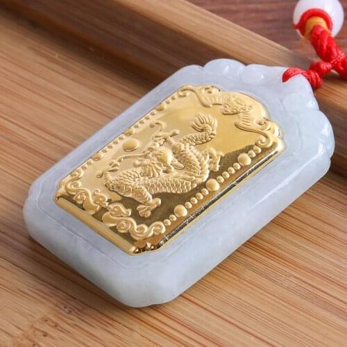 2018 New Products Quartet Mirror Dragon Pendant High Quality Men and Women Necklace Pendant White Hetian Jades Pendants