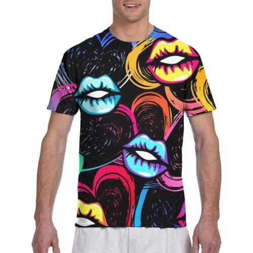 2020 Mens T shirts Fashion New Summer Mens Short Sleeve T-shirt Casual Abstract Kiss Lips And Hearts Pop Art Tshirt