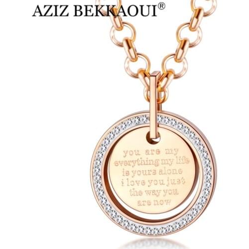 AZIZ BEKKAOUI Round With Jewels Necklace You Are My Everything My Life Is Yours Alone I Love You Just The Way You Are Now