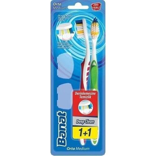 The Banat Deep Clean Toothbrush 1 + 1 Ergonomic handle design Healthy Teeth Tooth Brushes and Accessories Manual Toothbrush teeth For
