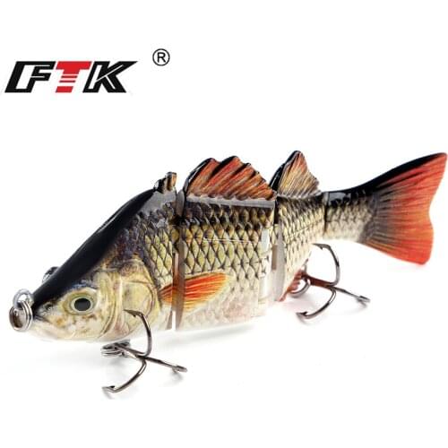 FTK 1pc Fishing Lure 100mm 20g Laser 4 Segments Multi Jointed Bait Sinking Swimbait Hard Bait Wobblers Bass Crankbait