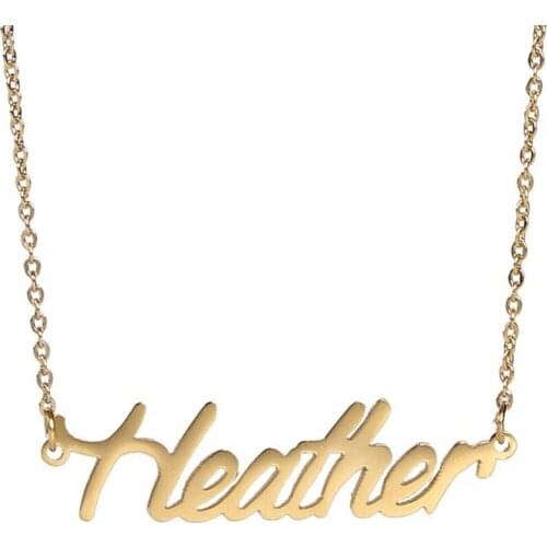 Name " Heather " Charm Nameplate Pendant Necklace for Women Stainless Steel Pendant Gold Best friend gift Nl-2447