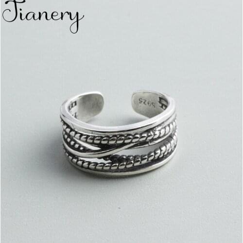 JIANERY Bohemian Vintage Silver Color Multi-layer Rings For Women Opening Antique Rings Jewelry Girls Gifts