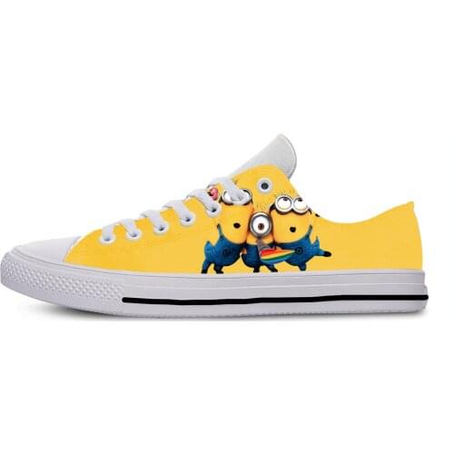 Flats Classic Canvas Shoes Cartoon Little Yellow Man Women Woman White Flats 3D Print Casual Fashion Shoes