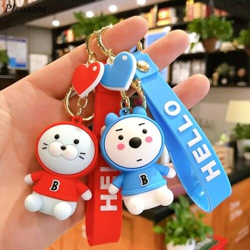 Korea Cute Cartoon Anime Bear Keychain Cartoon Doll Keychain Cute Men and Women Bag Pendant Accessories Car Keychain Key Ring