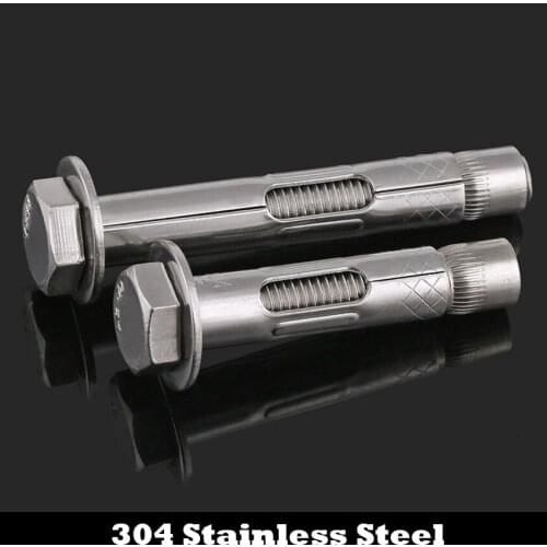 M6 M6*70/80/100 M6x70/80/100 304 Stainless Steel 304ss External Hexagon Built-in Sleeve Expansion Screw Concrete Anchor Bolt