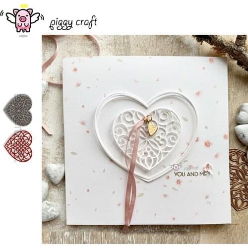 Piggy Craft metal cutting dies cut die mold Lace heart love frame Scrapbook paper craft knife mould blade punch stencils dies