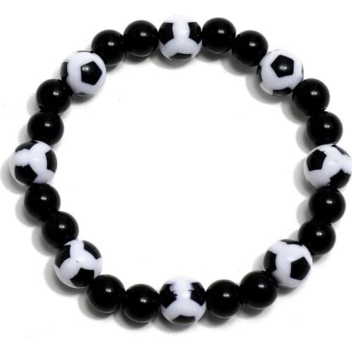 Fashion Soccer Football Beaded Bracelet Adjustable Beads Charm Bangle Wrap Kids Men Women Couples Sport Friendship Jewelry Gift