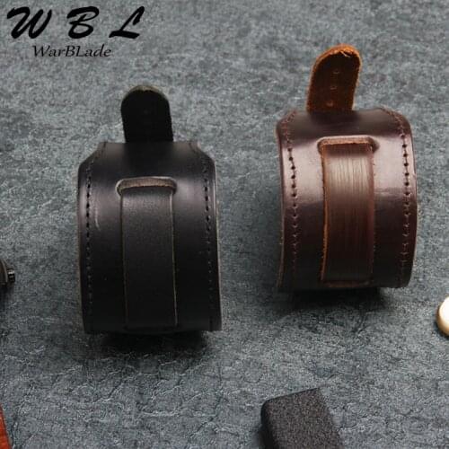 WBL New Fashion Men Wide Genuine Leather Bracelet Brown Wide Cuff Bracelets & Bangles Punk Wristband Men Jewelry Vintage