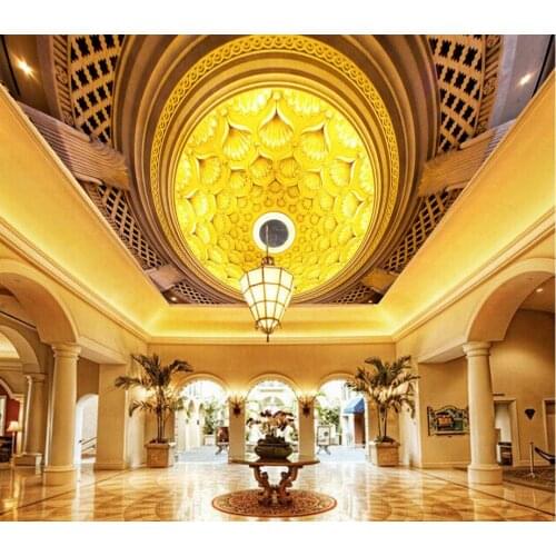 3d mural wallpaper European Golden Art Ceiling Wallpapers for living room Home Decoration Non woven wallpaper