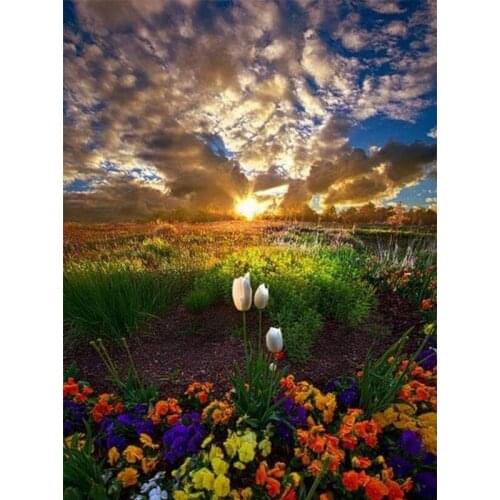 Landscape DIY Diamond Painting Evening sky 5D Full Square Round Diamond Mosaic Pictures for Home Decor